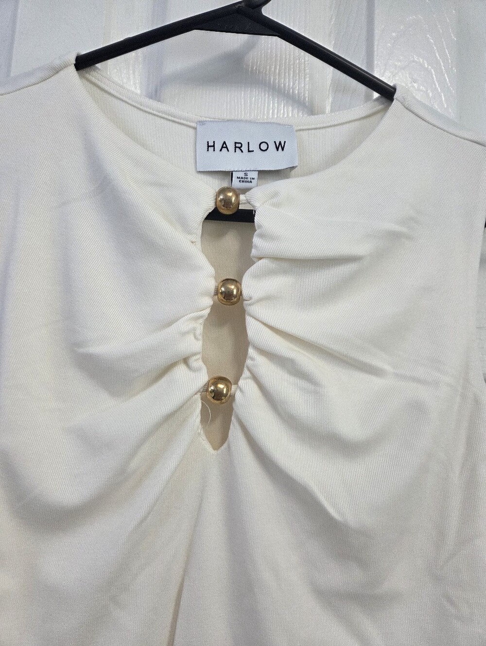 Harlow Ivory Sleeveless Top with Gold Button Detail